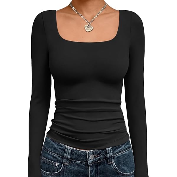 Kissfix Long Sleeve Shirts for Women Fall Winter Henley Tops