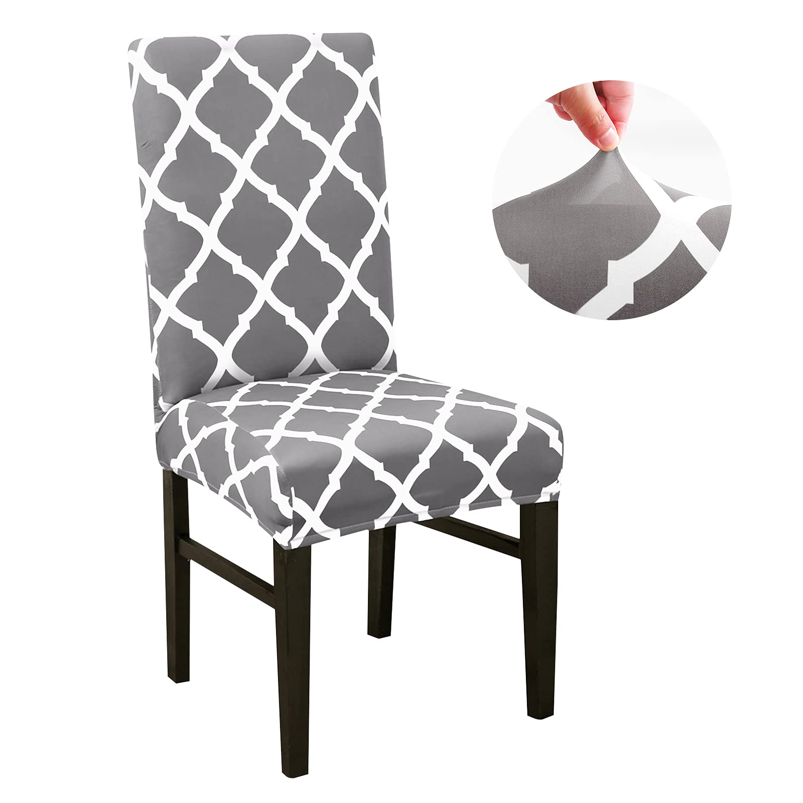 OKYUK Chair Covers, Dining Chair Covers Set of 4/6,Elastic Chair Protector Stretch Removable Washable Seat Covers for Dining Room Wedding Banquet Party Decoration (Gray, 6)