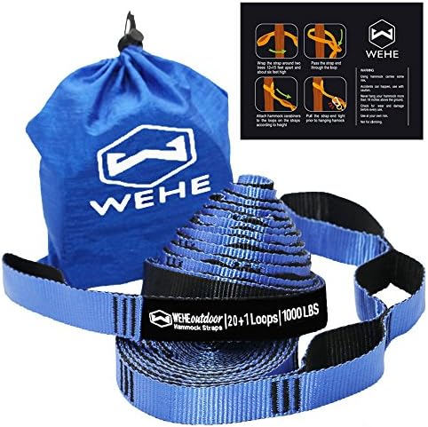 WEHE Hammock Straps Extra Strong &amp; Lightweight,40 loops 2000LBS Breaking Strength,100% No Stretch Polyester,Tree Friendly,Quick&amp;Easy Setup Best Suspension System