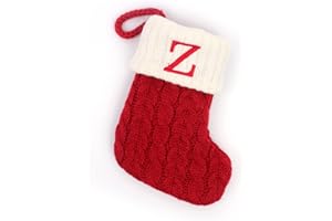 LOUATUI Christmas Stockings with Letter Monogrammed Mini Cute Stocking -7.08'' Decorative Socks Knitted Plush Gift Stocking (Red Z, One Size)