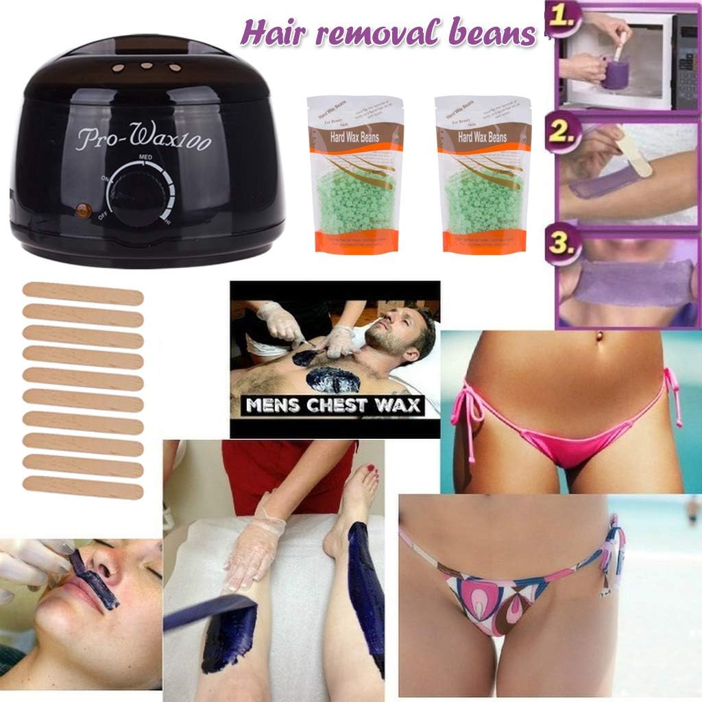 CapsA Wax Warmer Kit, Hair Removal Waxing Wax Beans Target for Bikini Brazilian Full Body Face Facial Eyebrows Legs Armpit Heater Wax Pot Wax Free Stick Machine Full Set Kit