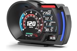 ARTILAURA HUD Head Up Display for Car, OBD2+GPS Gauge Display Digital Speedometer MPH KM/H Water Temperature, RPM, Overspeed 