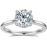 BAGUTTA PAVONE 4CT Moissanite Engagement Rings for Women,Women's Solitaire Engagement Moissanite Promise Rings 925 Sterling Silver with 18K Gold Plated,VVS1 Wedding Band Moissanite Ring Size 6