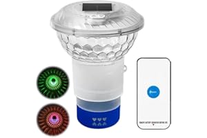 Solar Pool Chlorine Floater with Colorful Lights,Remote Floating Chlorine Dispenser with CHL 7RGB Easy-Open