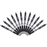 M&G Retractable Gel Pens, 0.5mm, Micro Point, Classical Modle K-35,Black Ink, Pack of 12