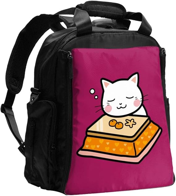 Amazon コタツに入ってうとうとする猫 ママバッグ おむつバッグバックパックマザーズバッグ マザーズリュック バックパック ベビーカー用 ベビー用品収納 便利 大容量 保温ポケット 多機能 Racpiec シューズ バッグ