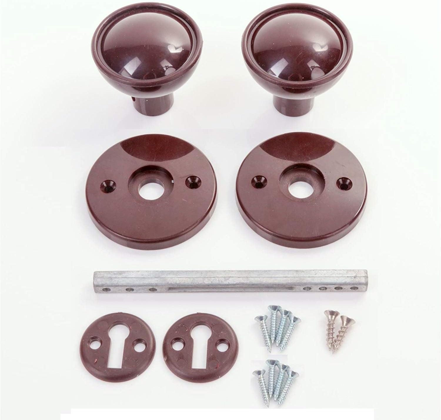 Merriway Brown BH01833 Plastic Mortice Door Shed Garage Knob Set - Image 3
