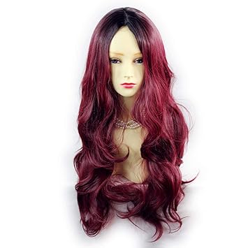 Amazon Com Wiwigs Gorgeous Long Wavy Wig Burgundy Off Black