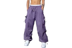 Daoucixia Men's Parachute Cargo Pants Loose Fit Y2K Pants Drawstring Casual Pants Pocket Design Beam Feet Trousers