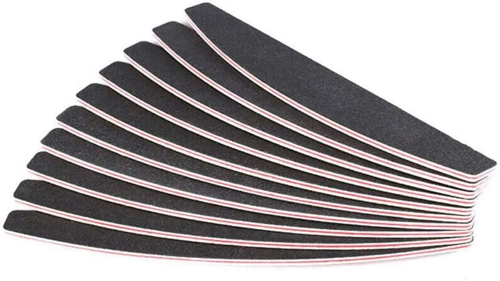 10 x Half Moon Nail Files Buffer Emery Board Manicure Black 100/180 grit Curved Tips Black Curve Buffing Buffer Professional Pro Sanding - Image 5