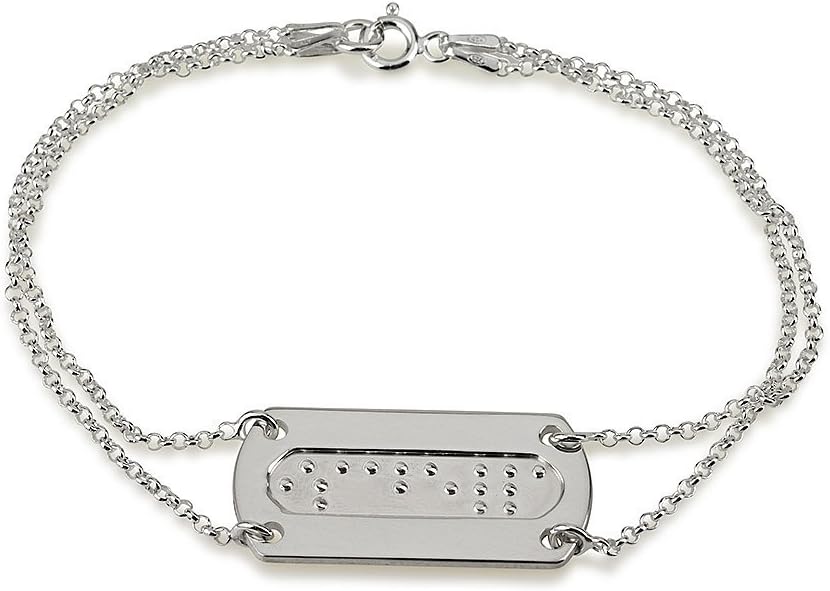 Double Chain Braille Bar Bracelet