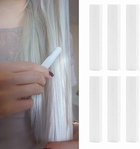 White Hair Chalk Set 6 Temporary Hair Color Chalks Simple And