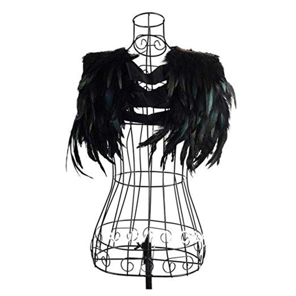 Yoodeet Black Feather Sewing Trimming Collar Shoulder Peacock Shawls Fringe Fancy Clothing Halloween Cosplay Angel Wings Halloween Costume Freesize
