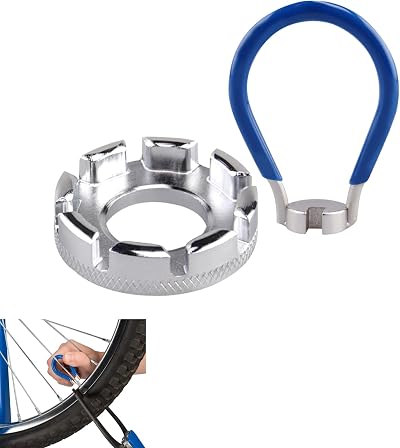 Gunwon 2 Pcs Bicycle Spoke Wrench Tool 6 in 1 Spoke Key Set Silver Blue