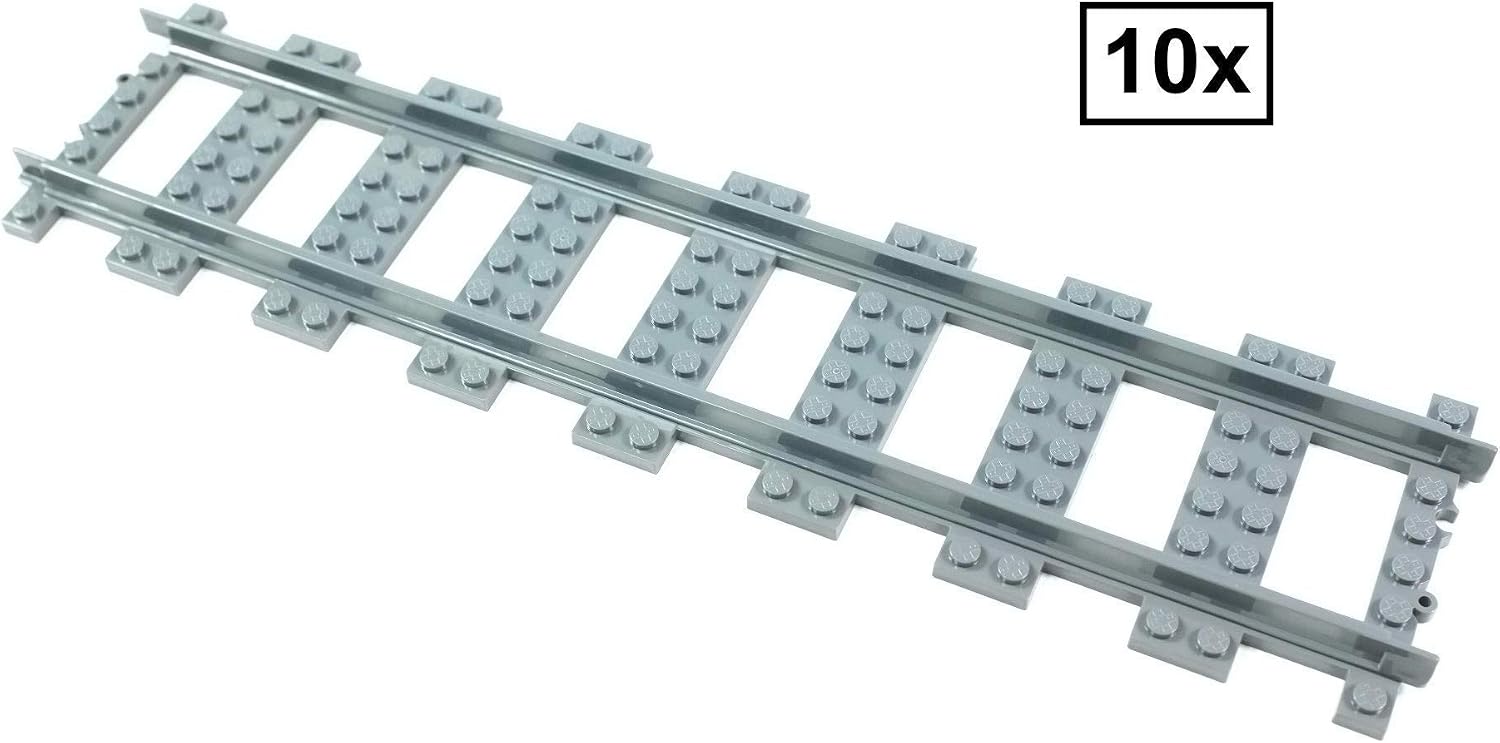 Double Straight Tracks Box, Pack of 10 Compatible with Lego City Train Sets 60197 60198 10277 60205 60238 - Image 3