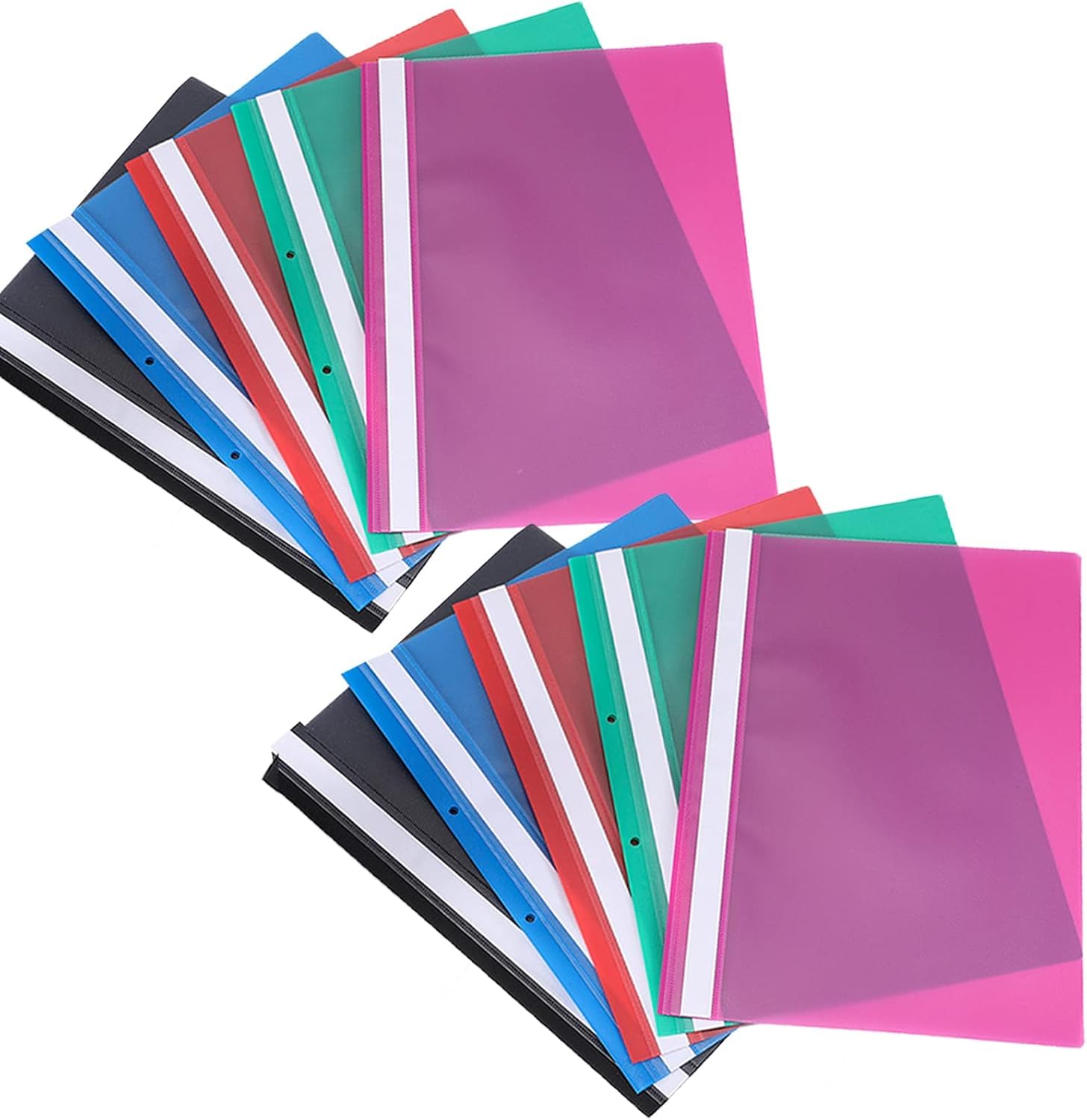 10Pcs A4 Presentation Folder, A4 Project Folder, Presentation Folders, Project Folders, Document Organiser Holder Case Plastic, Document Files Transparent Cover with 2 Hole Binding Blip(5 Colors)