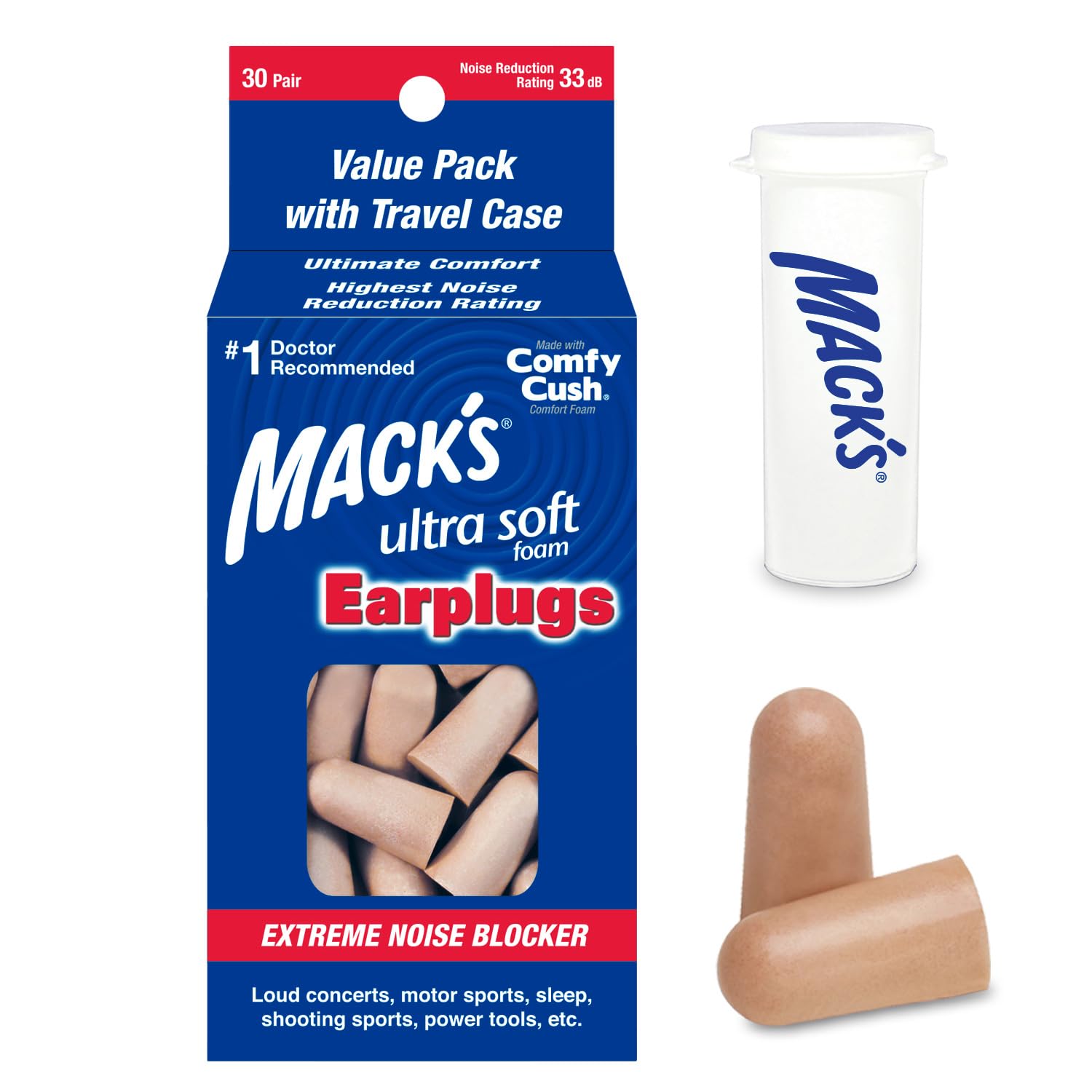 Mack's Ultra Ear Plugs (30 Pair) - Beige