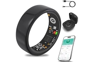 Hivisuals Smart Ring for Women Men with a Black Charging Box,Bluetooth Connection,Health Ring,IP68 Waterproof, Fitness Ring Tracks Heart Rate/Sleep/Steps/Sports Activities/Blood Oxygen(Black 13)