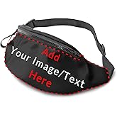 SHUANGFEI Custom Fanny Pack for Men Women, Personalized Adjutable Belt Packs Add Your Own Image Waist Bag, Fannypack for Running, Travel, Hiking