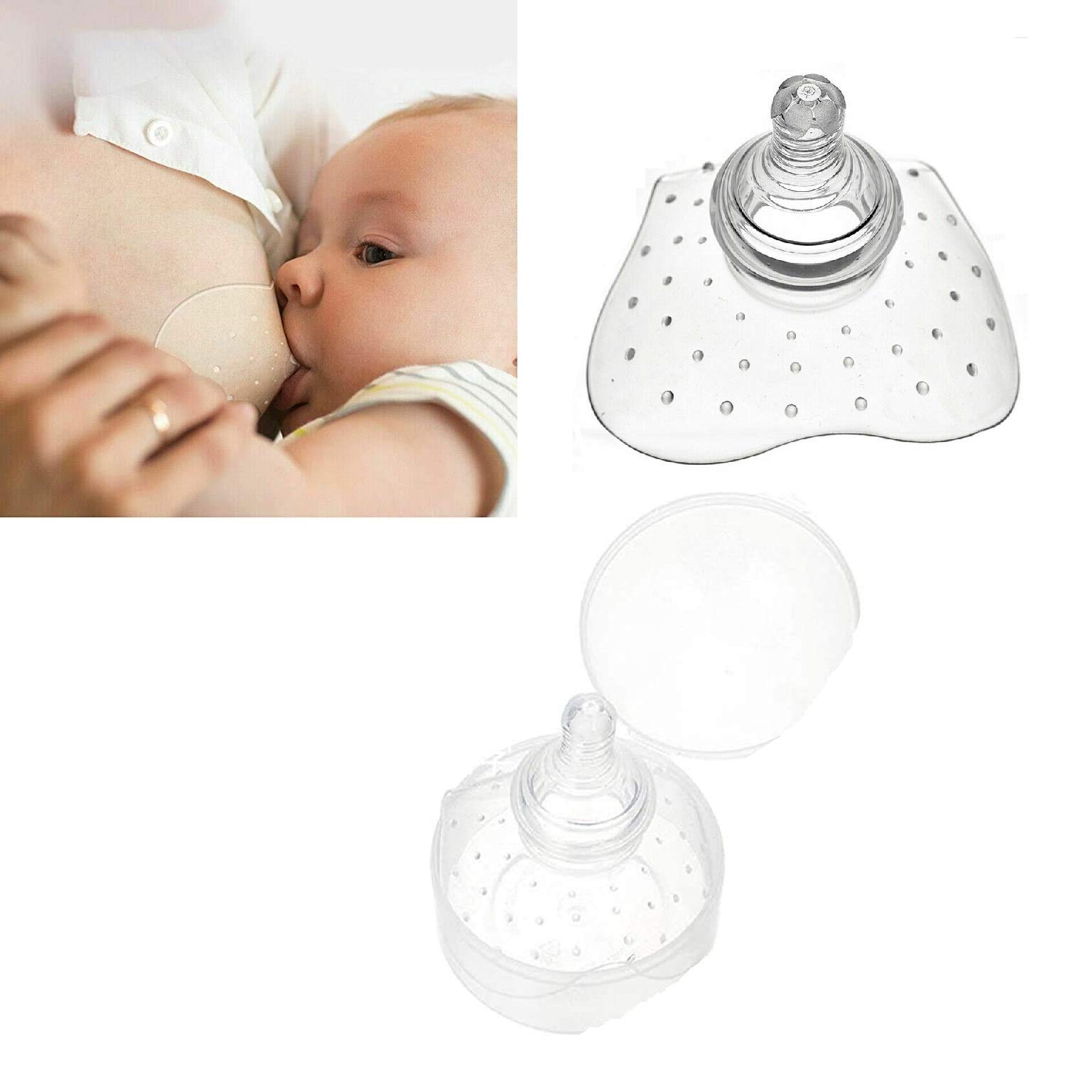 Photo 1 of Finever Nipple Shield Contact Nippleshield for Breastfeeding with Latch Difficulties or Flat or Inverted Nipples, Non-Toxic (1 Pack)