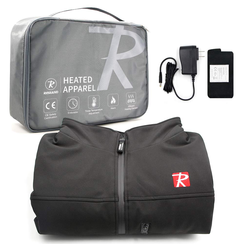 Heated Jacket for Men with 5 Heated Zone and 7.4V 10050mAh Battery Passed UL Certification Comfortable Stylish Warm (M) Black