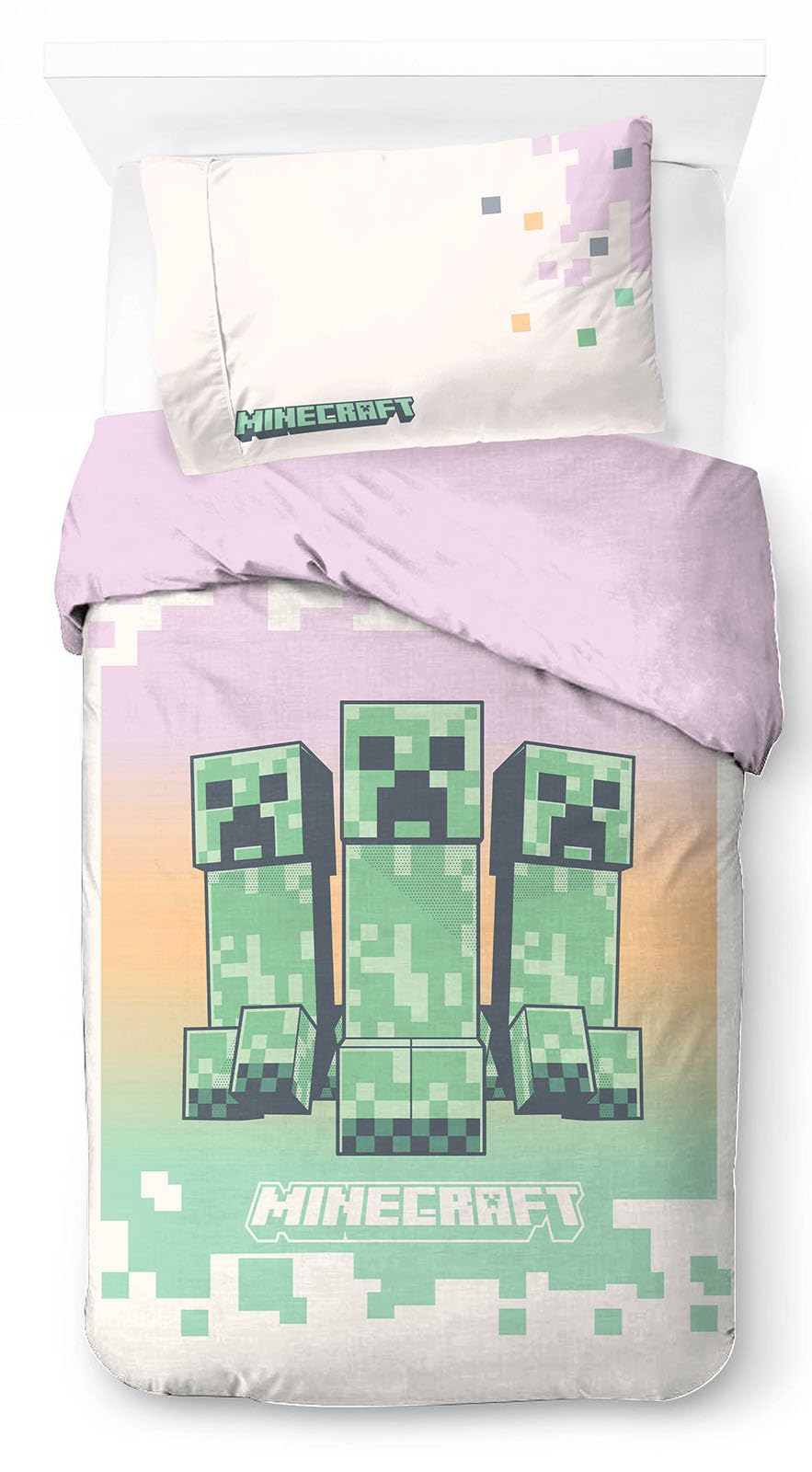 Jay Franco Minecraft Desert Creeper 100% Cotton Single Duvet Cover Set - Includes 50 x 70cm Pillowcase