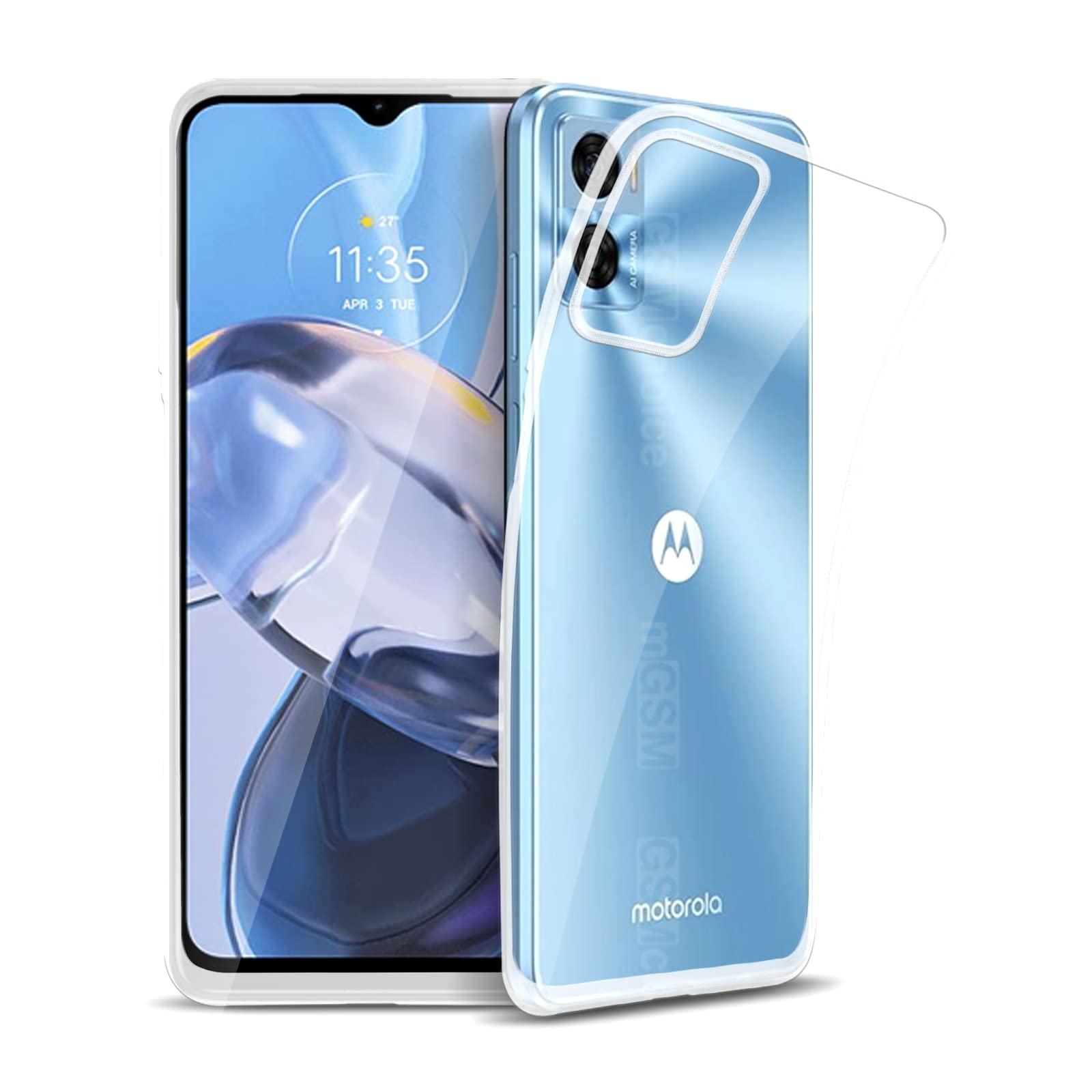 ROVLAK Case compatible with Motorola Moto E22/E22i Clear Ultra Slim Case Anti Yellowing Soft TPU Silicone Anti-Fingerprint Cover+Shockproof Case Full Body Protection