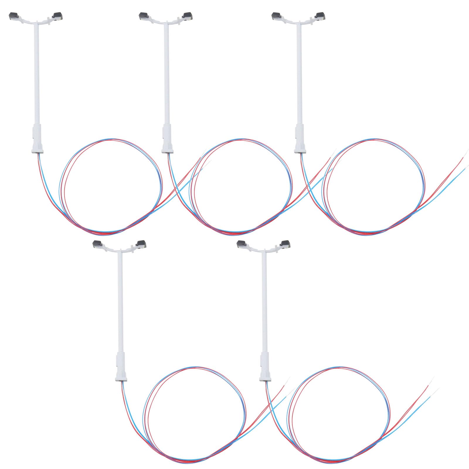 ECSiNG 5PCS 2 LEDs Light 1:160 Pitch Street Lights 3V 6CM Cool White Emitting Model Railway Street Lights for Playground Lamps Garden Street Lights Yard