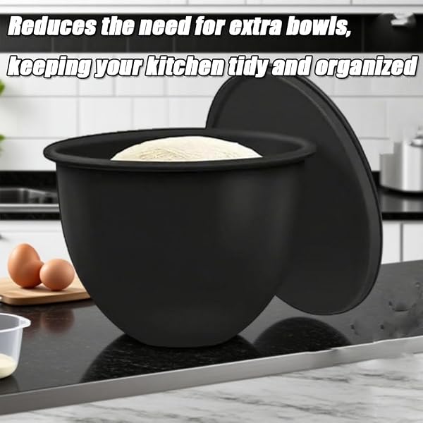 SILICONE BOWL LINERS FOR 5 QT KITCHENAID MIXERS – NON-SLIP STAND MIXER ITH LINER WITH LIDS, HEAT-RESISTANT KITCHEN AID SILICONE INSERT, EASY TO CLEAN, PROTECTS MIXING BOWL (BLACK)