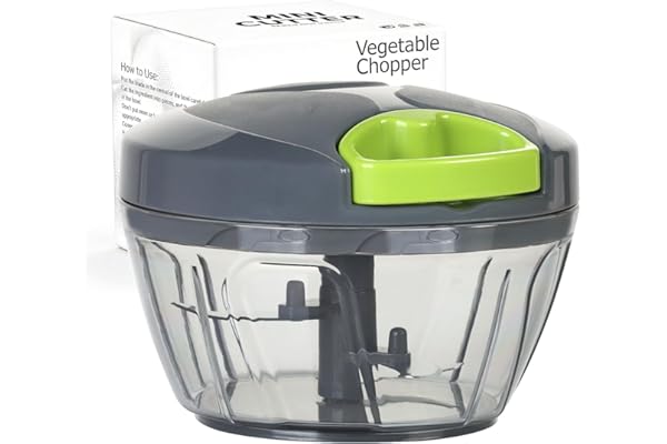 Ourokhome Manual Food Processor Vegetable Chopper, Portable Hand Pull String Garlic Mincer Onion Cutter for Veggies, Ginger,