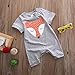 Baby Boys Girls Short Sleeve Cute Cartoon Fox Romper