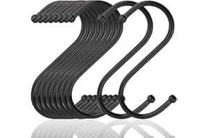 S Hooks Pack of 20 Black, S Hooks for Hanging Pots and Pans, Plants, Towels in Kitchen, Bedroom, Bathroom, Garden KC-YK15-MOR