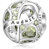 PHRUKAR Birthstone Charm for Charm Bracelet, 925 Sterling Silver Infinity Love Heart Bead Charm for Bracelet and Necklace, Happy Birthday Mother's day Christmas Jewelry Gifts for Women