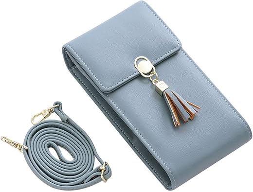 Amazon スマホポーチ ポシェット レディース シンプル ショルダー 財布 韓国スタイル 人気 可愛い ブルー Yucheng ポーチ