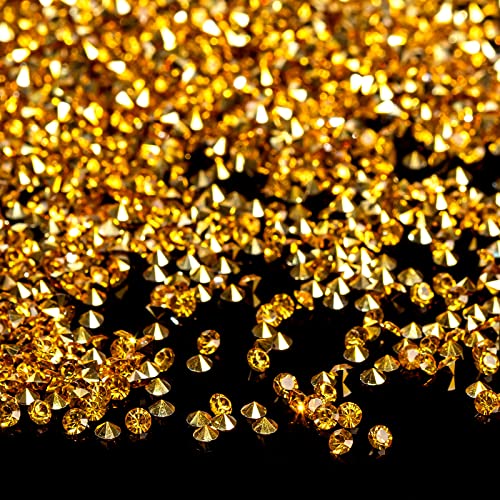 FUTUREPLUSX Gold Fake Diamonds, 28000PCS Gold Acrylic Diamonds Crystals Gems Rhinestones 3mm for Vase Fillers Table Scatters Confetti Wedding