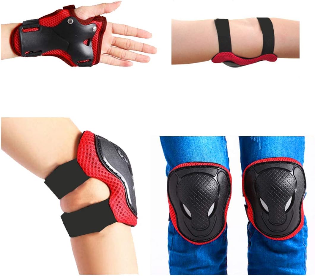 DANIVE Kids Protective Gear Set, Toddler Knee and Elbow Pads Set with Wrist Guard, for Rollerblading, Skateboard, Cycling, Skating, Bike, Scooter, Adjustable Strap for 4~12 Years Old : Sports & Outdoors