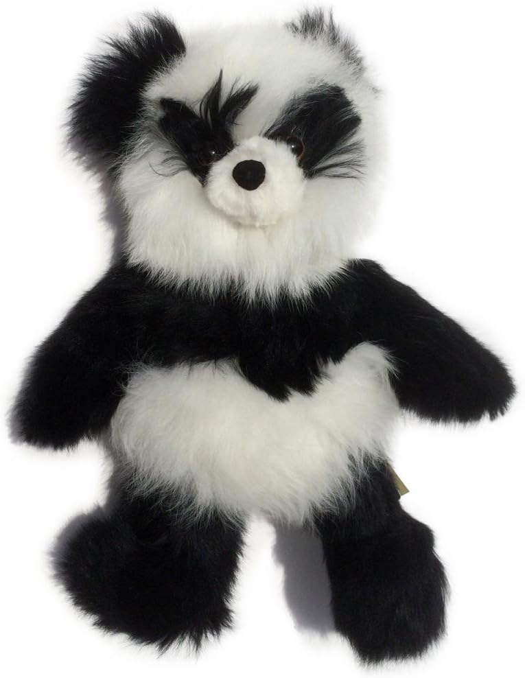 Inca Fashions • 100% Baby Alpaca Fur Teddy Bear • Hand Made • Hypoallergenic & Pillow Soft • (12 Inch, Panda Bear)