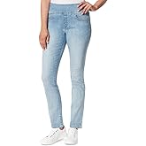 Gloria Vanderbilt Womens Amanda Light Wash Pull On Straight Leg Jeans Blue 8, Shoshone