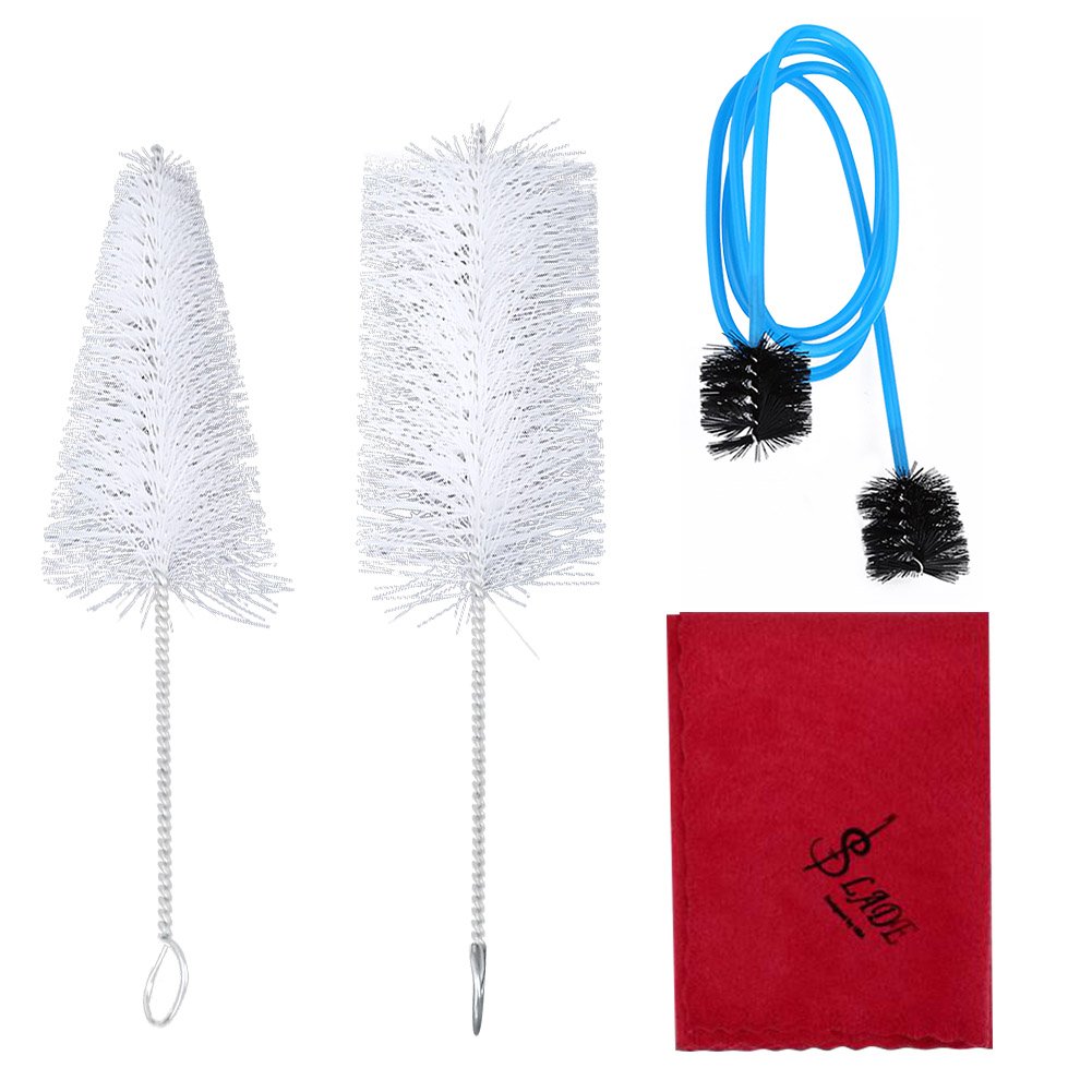 Dilwe Trumpet Cleaning Kit, Trumpet Mouthpiece Brush Valve Brush Flexible Brush Cleaning Cloth Tool Set Instrument Maintenance Accessories
