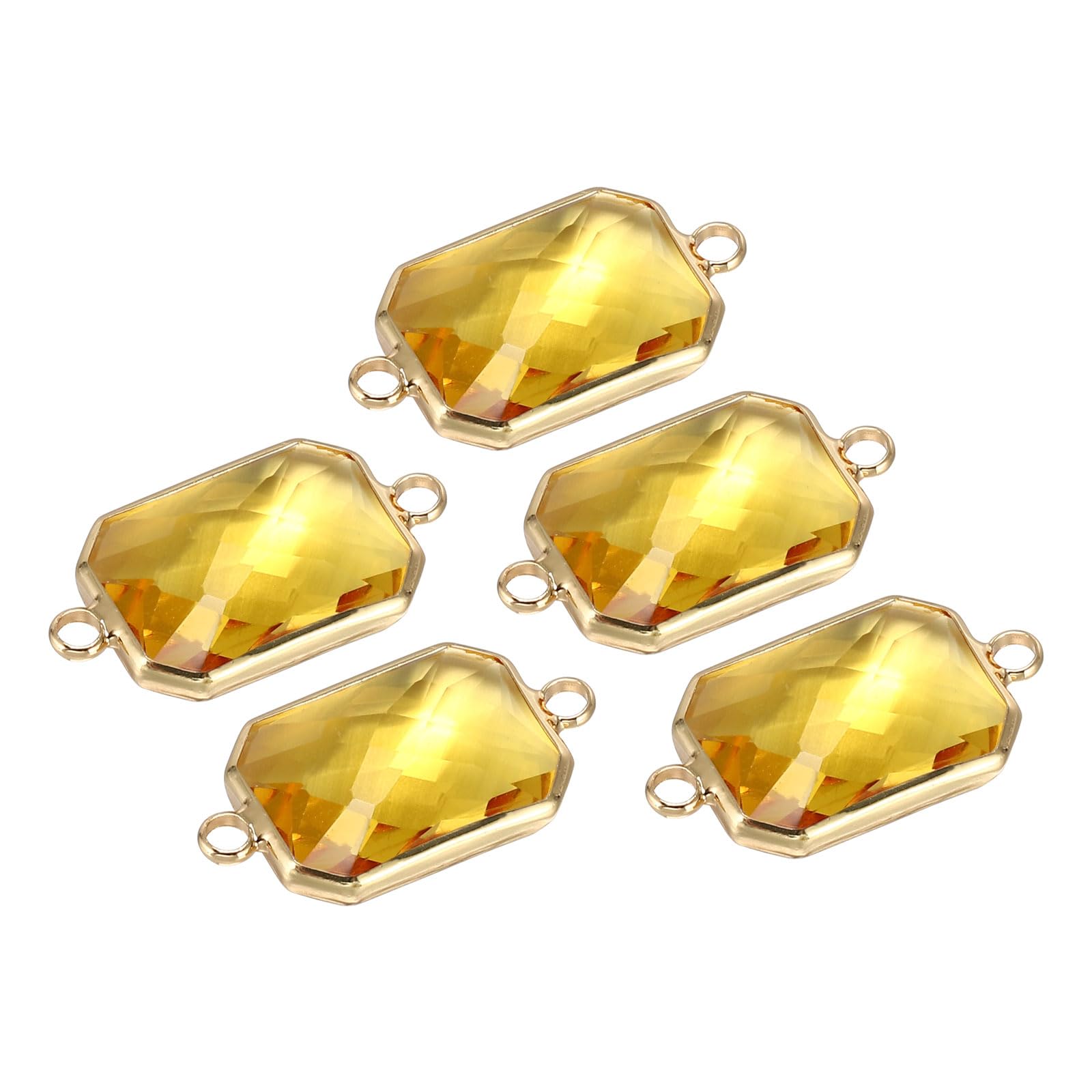 PATIKIL Birthstone Connector Link, 5Pcs Diamond Clear Charm Links, Rectangle Glass Findings Crystal Bead Link for Drop Dangle Pendants, Golden Tone — image 1