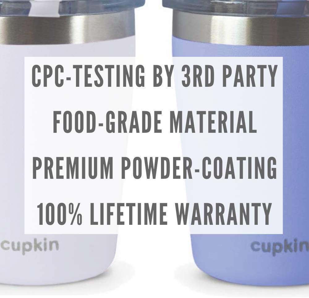 Stackable Stainless Steel Cups for Toddlers & Kids (EASY to Clean) - Set of 2 Powder Coated 8 oz Vacuum Insulated Tumblers, 2 Non BPA Lids and 2 Food Grade Reusable Silicone Straws (Peach + Green): Kitchen & Dining