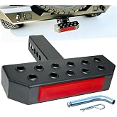 TrkWyze Tow Hitch Step, Anti-Slip, Dual-Layer Rust Protection | 350LB Step Capacity, Rear Bumper Protector, X-Large High Visibility Reflector, Shin-Friendly Corner Design
