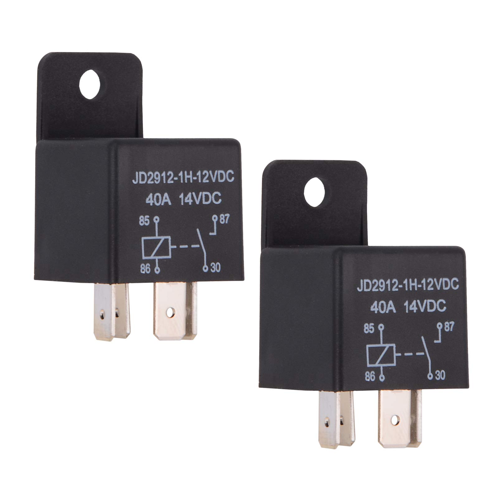 Ehdis 2 pcs Car Relay 12v 40 APM 4 Pin Relay Kit Spst Model No.: JD2912-1H-12VDC 40A 14VDC, Auto Switches & Starters