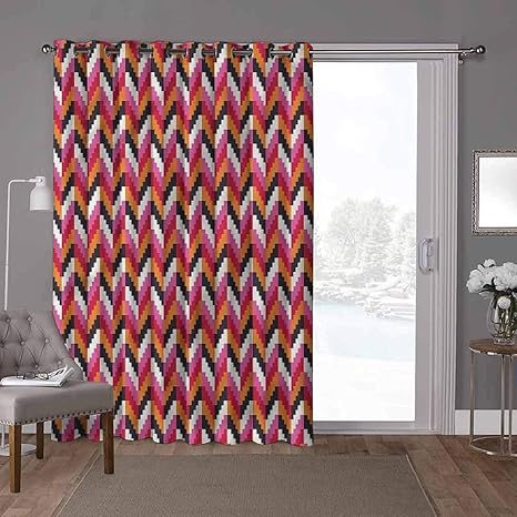 YUAZHOQI Cortinas opacas para puerta de patio, geométricas, Pixel Art