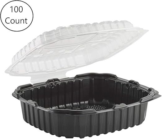 Amazon Com Anchor Packaging Culinary Classics Polypropylene Crisp Food Container Black Clear 74 Oz 100 Case Kitchen Dining