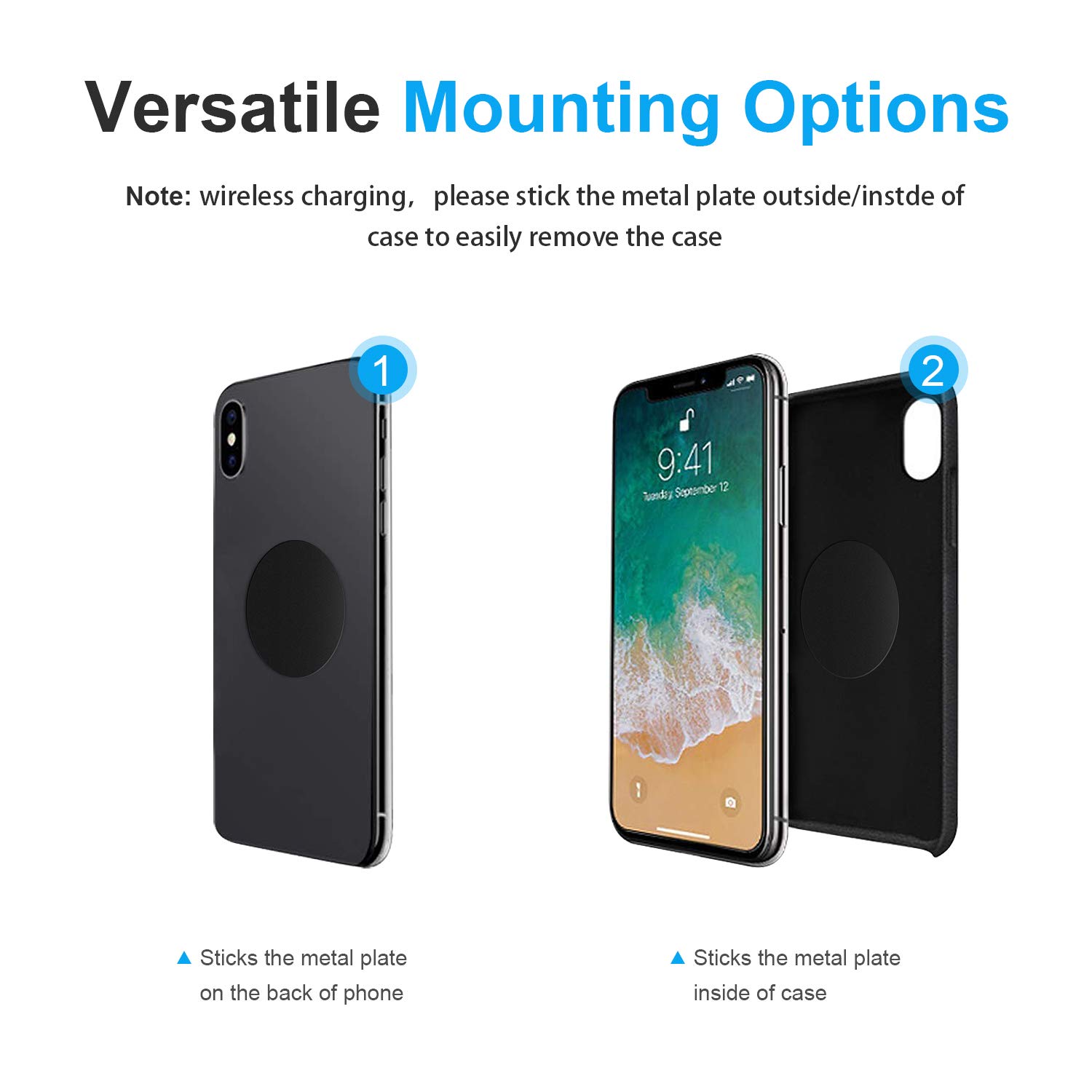 AMIGIK 9 Pack Replacement Mount Metal Plate for Magnetic Phone Holder, Ultra Thin Mental Stickers with Adhesive for Magnet Car Mount Cradle (Round)