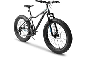 thctvous 26 Inch Fat Tires Mountain Bike, 21-Speed All Terrain Bicycle with Disc Brakes & 4" Wide Fat Tire, City Snow Beach for Adults and Teenagers, Men's and Women's Mountain Bikes