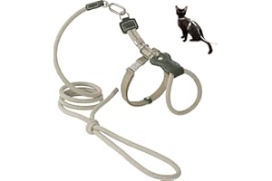 ETIAL Premium Adjustable Escape-Proof Cat Harness & Leash Set with Leather Sliding Back, 4.3ft Nylon Rope, Cross-Strap, Heavy