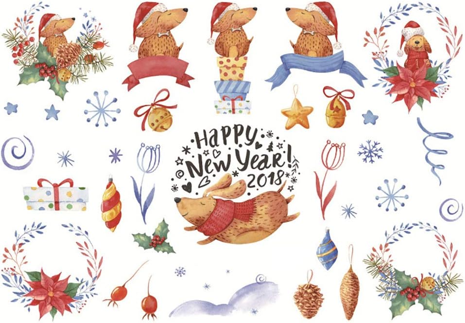 Kanggest Christmas Diary Stickers Puppy Wreath Pattern Stickers Decoration Scrapbooking