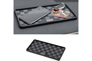 KITUREK Car Dashboard Non Slip Mat, 11.06'' x 5.98'' Universal Grid Multi-Functional Sticky Adhesive Pad, Dash Sticky Gripping Mat for Cell Phones, Keys, Sunglasses, Electronic Devices, GPS (Black Gray)
